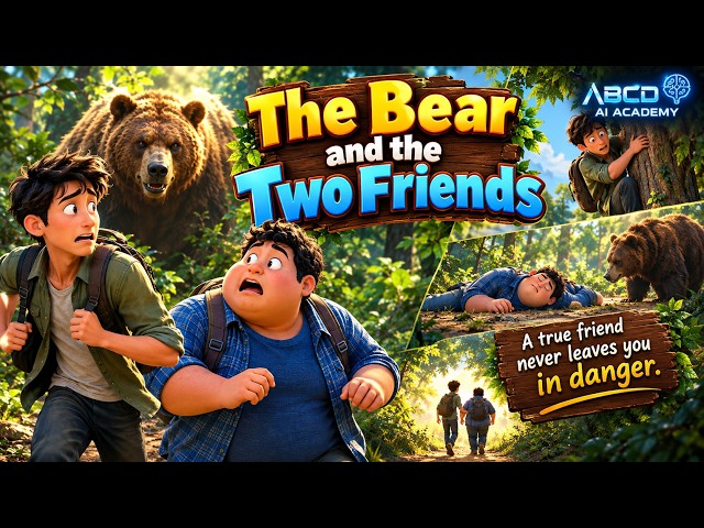 The Bear and the Two Friends 🐻 | True Friendship Moral Story | Never Leave Your Friend in Danger