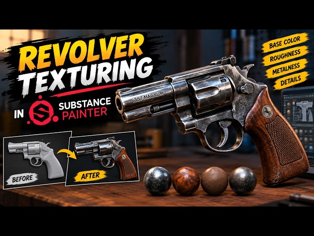 Revolver Texturing in Substance Painter | 3D Texturing Tutorial for Beginners