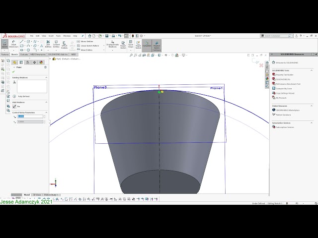 Solidworks Tutorial Conical Frustum with Text Wrap