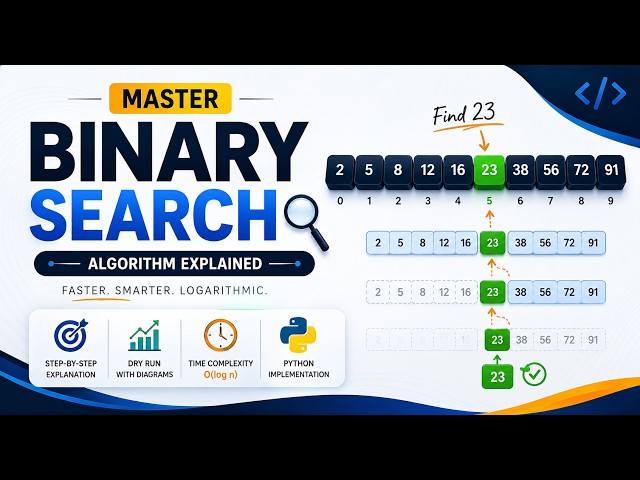 Binary Search Algorithm in Python | Dry Run, Diagrams & O(log n) Explained