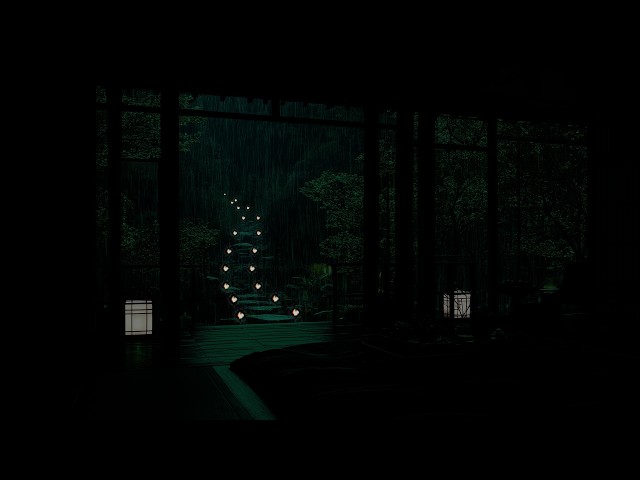 Autumn Forest Rain Sounds at a Cozy Cabin 🌧 (No Ads) | Dark Bedroom Sounds for Deep, Restful Sleep