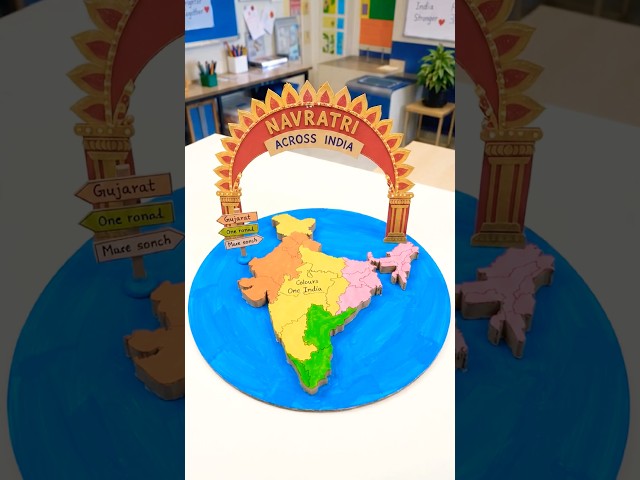 Navratri Jhanki 🇮🇳 School Project 2026 ✨Creative India Map Model DIY #shorts #diy #2026 #navratri