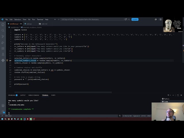 100 days of code | day 5: password generator