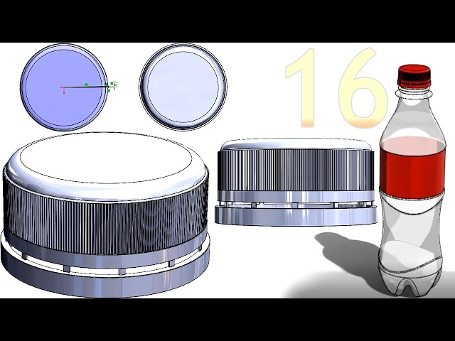 16-Project 57 | Soda Bottle with Cap |: add cap knurl #solidworks #tutorial #drawing