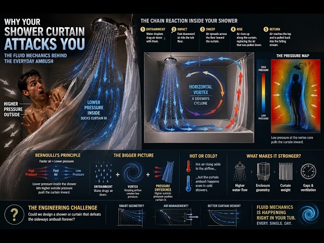 Why Does Your Shower Curtain Attack You? | The Fluid Mechanics of Airflow & Vortices