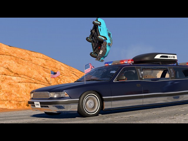 I Turned a Limo Into a Fake Cop Car & Caused DESERT CHAOS! (BeamNG.drive)