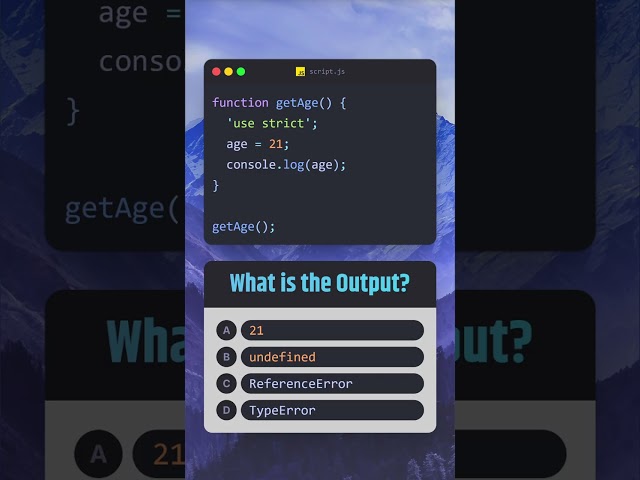 JS Quiz: What's the output? Strict Mode Edition! 👇 #JavaScript #CodingQuiz #JSCode