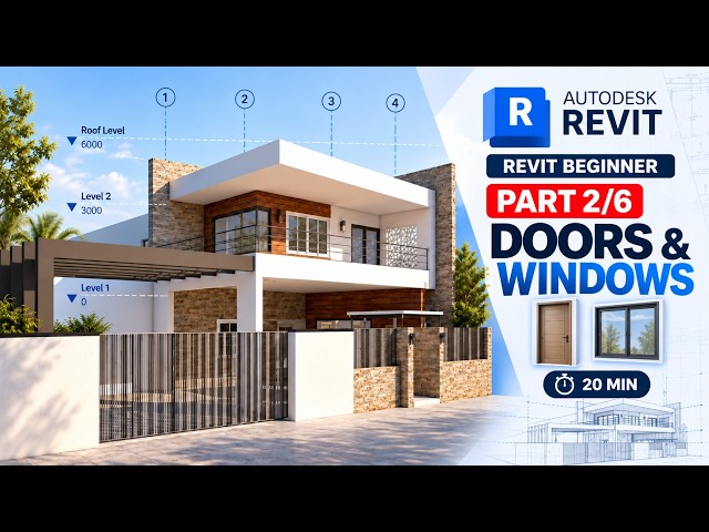 Revit Tutorial for Beginners 2/6 | Placing Doors, Windows & Floors | Revit 2027