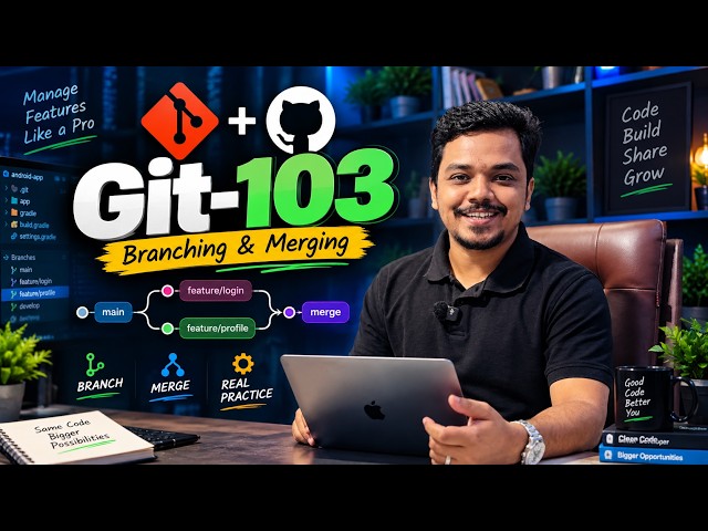 Git-103 | Branching & Merging in Android Studio | Git & GitHub Practical Tutorial Bangla