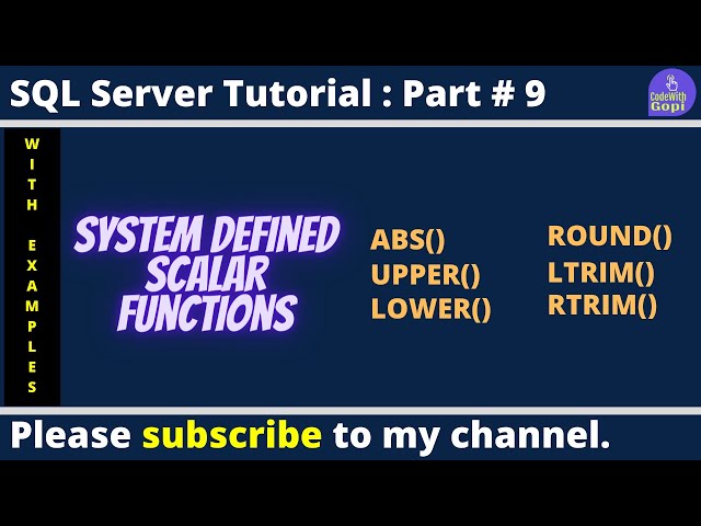 📊 Scalar Functions in SQL Server | System Defined Scalar Functions Explained | SQL Tutorial