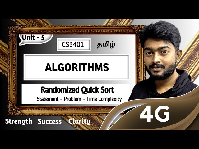 Randomized Quick Sort in Tamil | Algorithms CS3401 Unit 5 