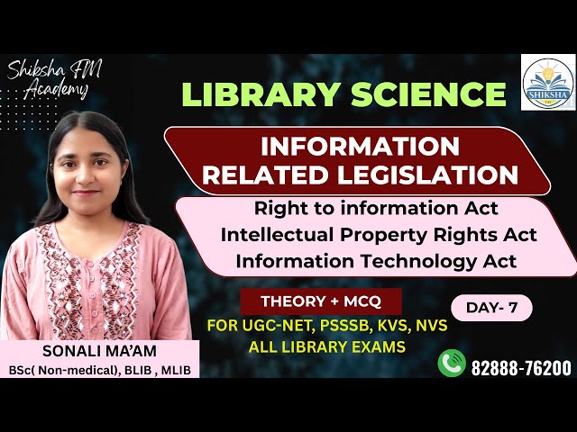 Library and information related Legislation by Sonali ma`am | SHIKSHA FM ACADEMY