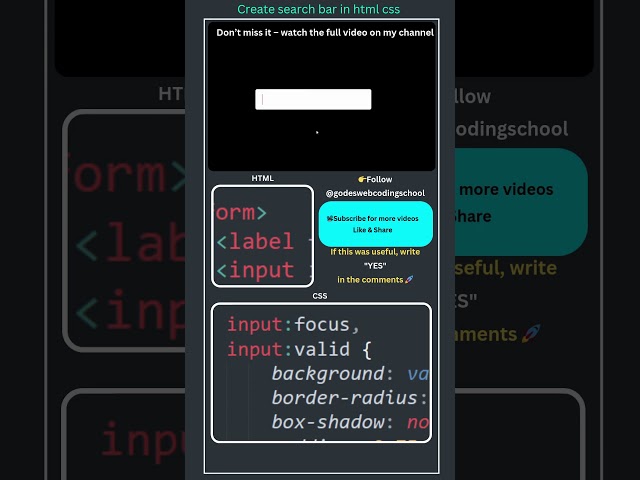 Animated Search Bar Using HTML CSS & JavaScript 🔥 | Modern UI Mini Project #shorts