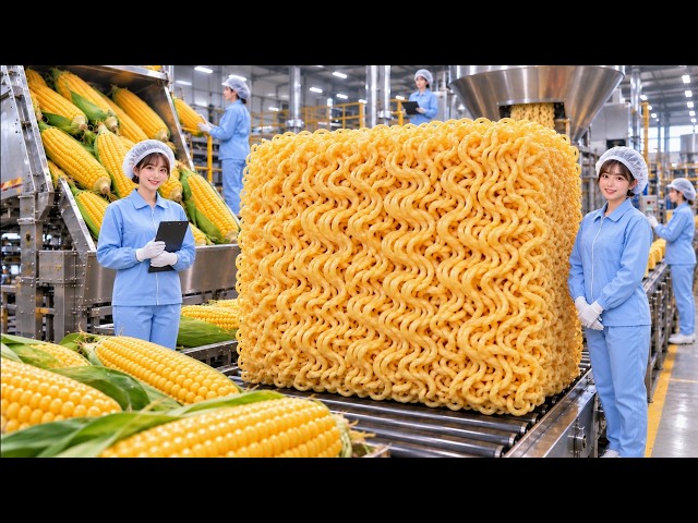 How It's Made: Corn Instant Noodles (Full Automated Process)