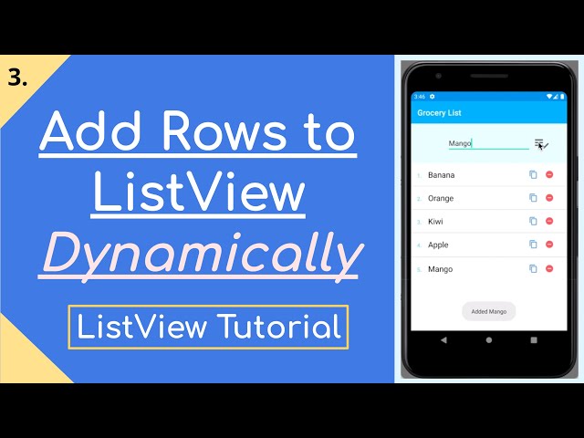 3. Add Rows to ListView Dynamically