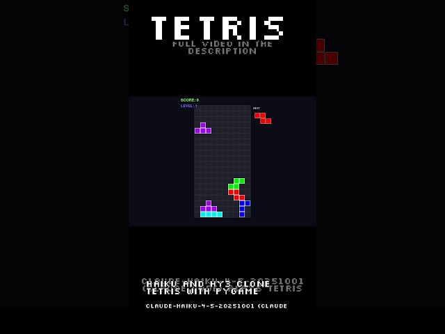Tencent Hy3 and Claude Haiku 4.5 create a Tetris with Pygame