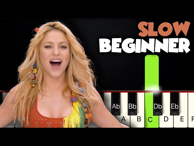 Waka Waka - Shakira | SLOW BEGINNER PIANO TUTORIAL