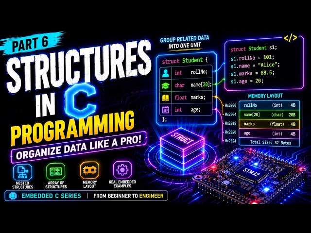 Structures in C Programming Explained Visually | Struct in C | Embedded C Programming #6