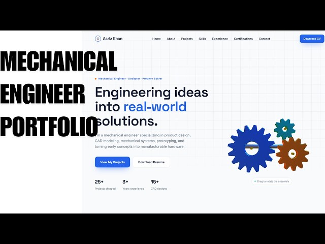 How to create a Mechanical Engineer portfolio in HTML CSS And Javascript  | Source Code