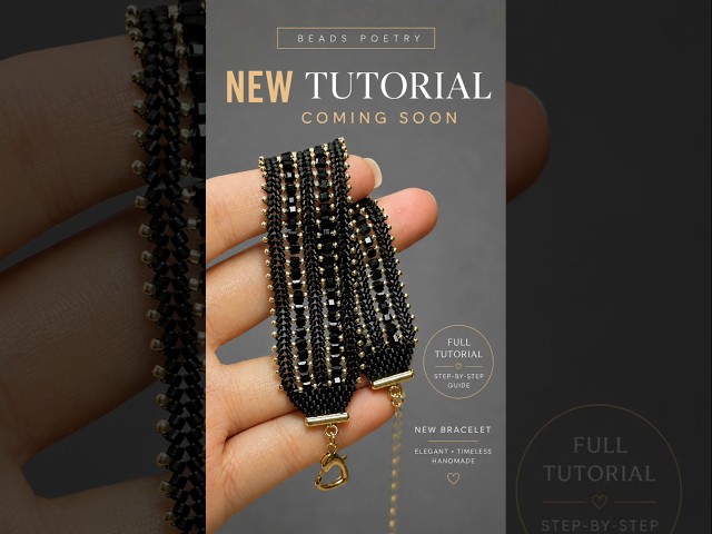 Black Cascade Bracelet | Herringbone Stitch Tutorial Coming Soon #herringbonestitch #beadwork