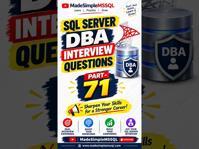 SQL Server Interview Questions | #learnsql #databaseconcepts #sql #coding |  @MadeSimpleMSSQL ​