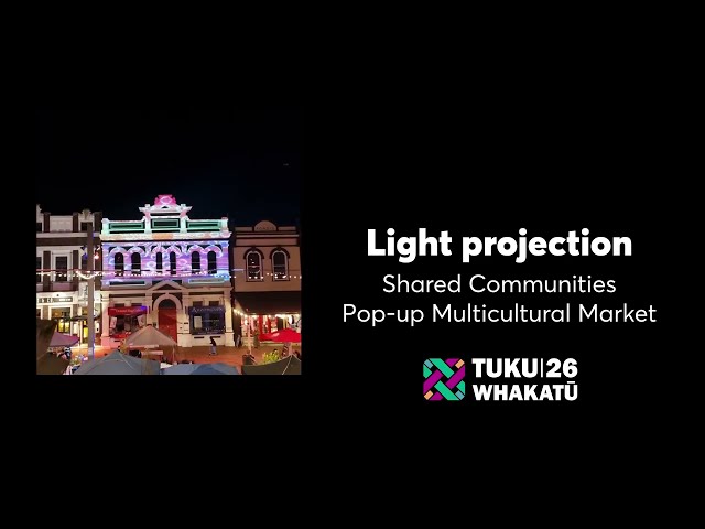 Light art projection: Tuku 26 Shared Communities Pop up Multicultural Market