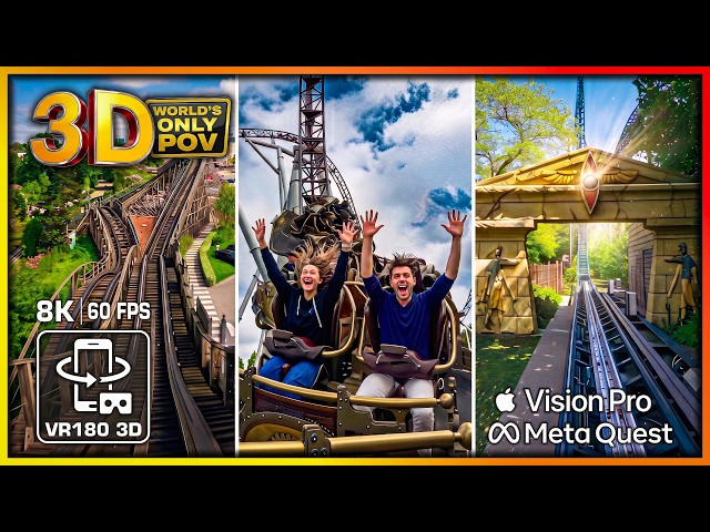 TOP 3 Ultimate Roller Coaster 3D 8K Experience 😱 VELOCITY X FORCE 🟥 Plopsaland VR180 60fps spatial