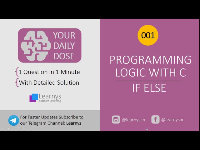 Your Daily Dose. Programming with C. If Else. 001