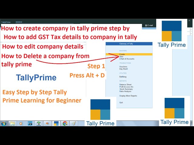 How to Create & Edit & Delete & shut a Company with Tax GST configuration in Tally Prime 2023