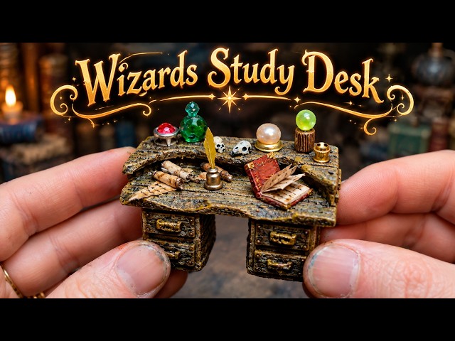 🧙‍♂️ HOW TO MAKE A MINIATURE WIZARD'S STUDY DESK! 📚✨