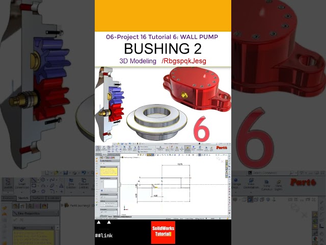 6- Project 16 |Hydraulic Wall Gear Pump| SolidWorks Tutorial :  bushing 2 #CAD #CAM #TUTORIAL #VIDEO