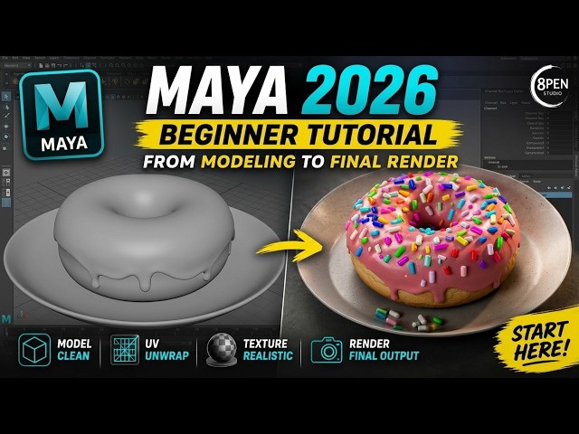 Maya 2026 Beginner Tutorial – From Modeling to Final Render