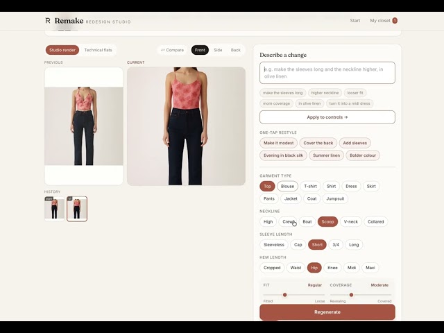Remake: AI clothing redesign studio