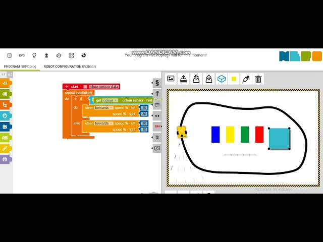 Line following robot simulation using Open Roberta Lab #robot #simulation #robotics #linefollower