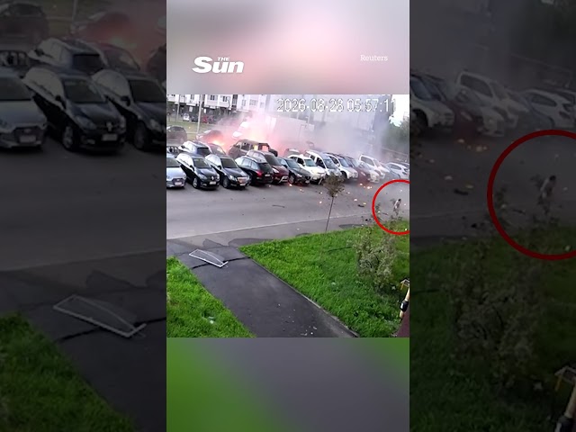 Woman narrowly escapes blast during Russian drone attack on Kyiv