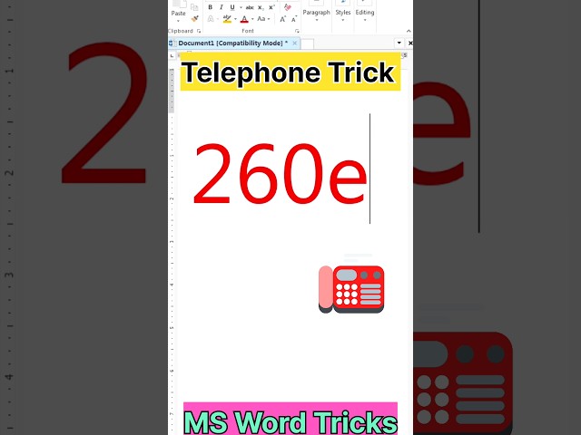 Telephone Tricks in MS Word | Ms word secret tricks #telephone #computertricks #shorts #trending