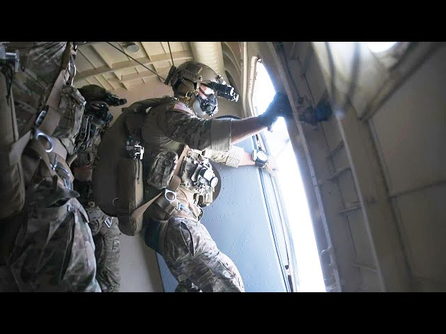 U.S. Army Green Berets and Latvian Special Forces Conduct HALO Jump
