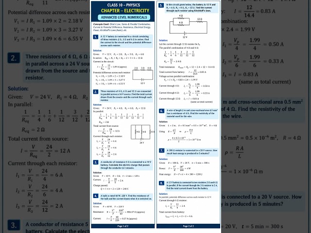Electricity Class 10 Physics ⚡ | Complete Chapter in One Shot | Formulas, Numericals & CBSE 2027