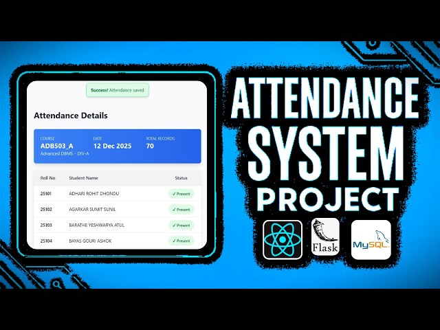 Build Full Stack NextJs Student Attendance Tracking App | React, MySql, Tailwind css, Drizzle ORM