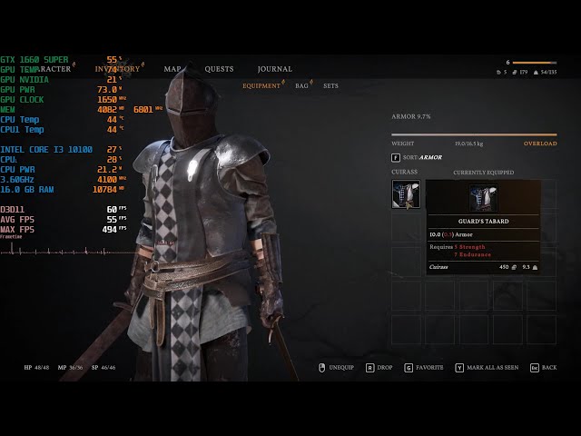Tainted Grail The Fall of Avalon GTX 1660 Super FPS TEST | i3 10100 | Unity 6
