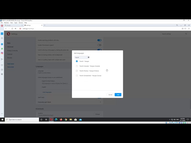 Change Opera browser language settings