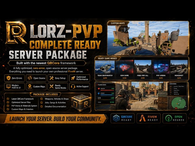 FiveM PvP Server Pack | LORZ-PVP | QBCore | Open Source Complete Ready Server