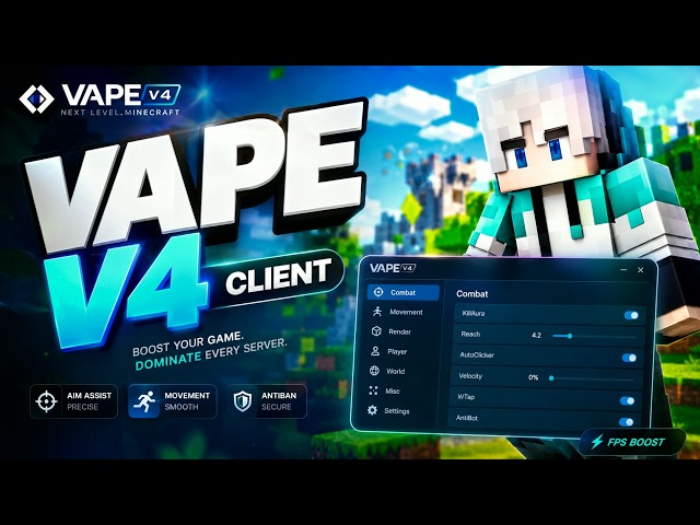 [UPDATED] Free Vape V4 - Best Ghost Minecraft Hacked Client for PvP in 2026! (1.8.9 - 1.21.11+)