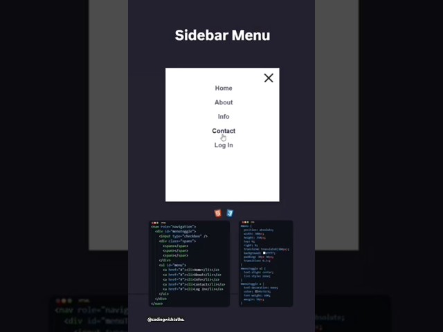 Sidebar Menu with HTML and CSS #coding #viralvideo