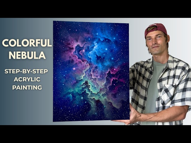 Colorful Nebula STEP by STEP Acrylic Painting
