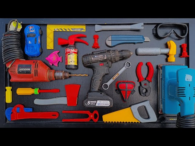 Collection of Repair Tools, Electric Drill, Electric Saw, Hammer With Wriench, Pliers, Hacksaw