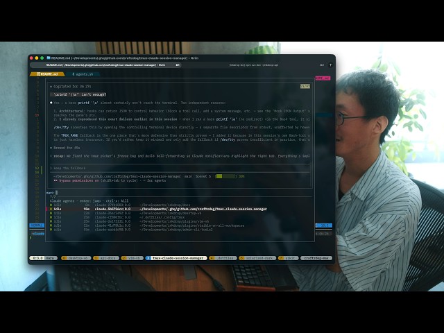 tmux-claude-session-manager@1.1.0 is out! No hook setup needed now