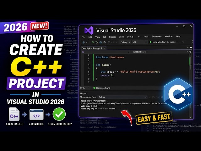 How to Create a C++ Project in Visual Studio 2026 (Step-by-Step for Beginners)