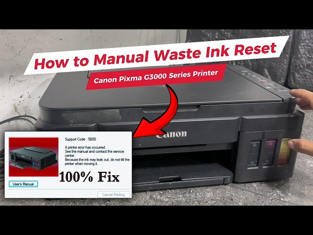HOW TO MANUAL WASTE INK RESET CANON PIXMA G3000 SERIES PRINTER AND FIX 5B00 ERROR NO SOFTWARE NEEDED