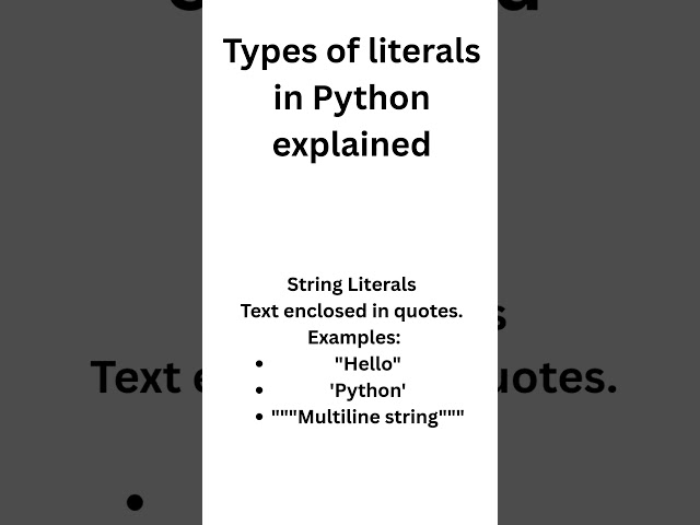 string literals  #pythonprogramming #python3